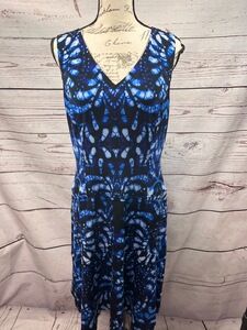 Anne Klein Size 12 Black Blue Sleeveless Dress Zip‎ Closure